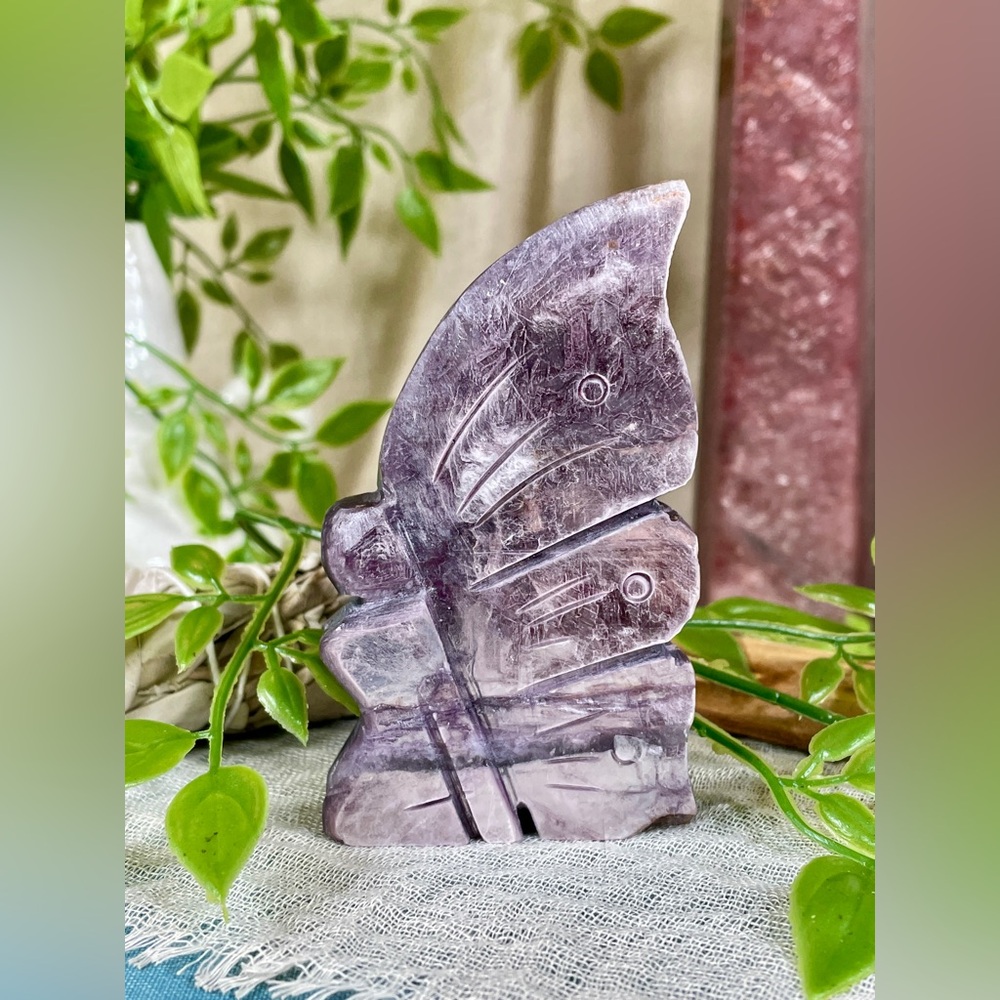 0396 Lepidolite (Purple Mica) Crystal Angel/Fairy Carving